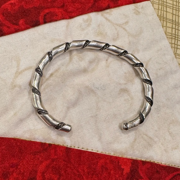 Native American Sterling Silver Double Twist Rope Style Cuff Bracelet - Picture 2 of 16